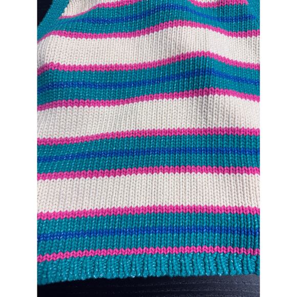 Zara Knit Striped Halter Crop Top Multicolor Open Back Tie Size M Summer Y2K - Picture 6 of 6